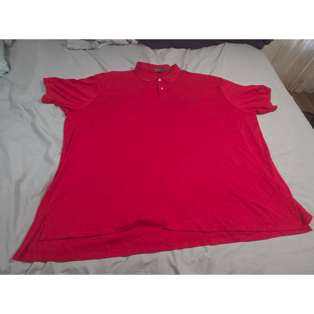 Polo Ralph Lauren Mens 5XB Red Short Sleeve Cotton Mesh Pony Logo Polo Shirt